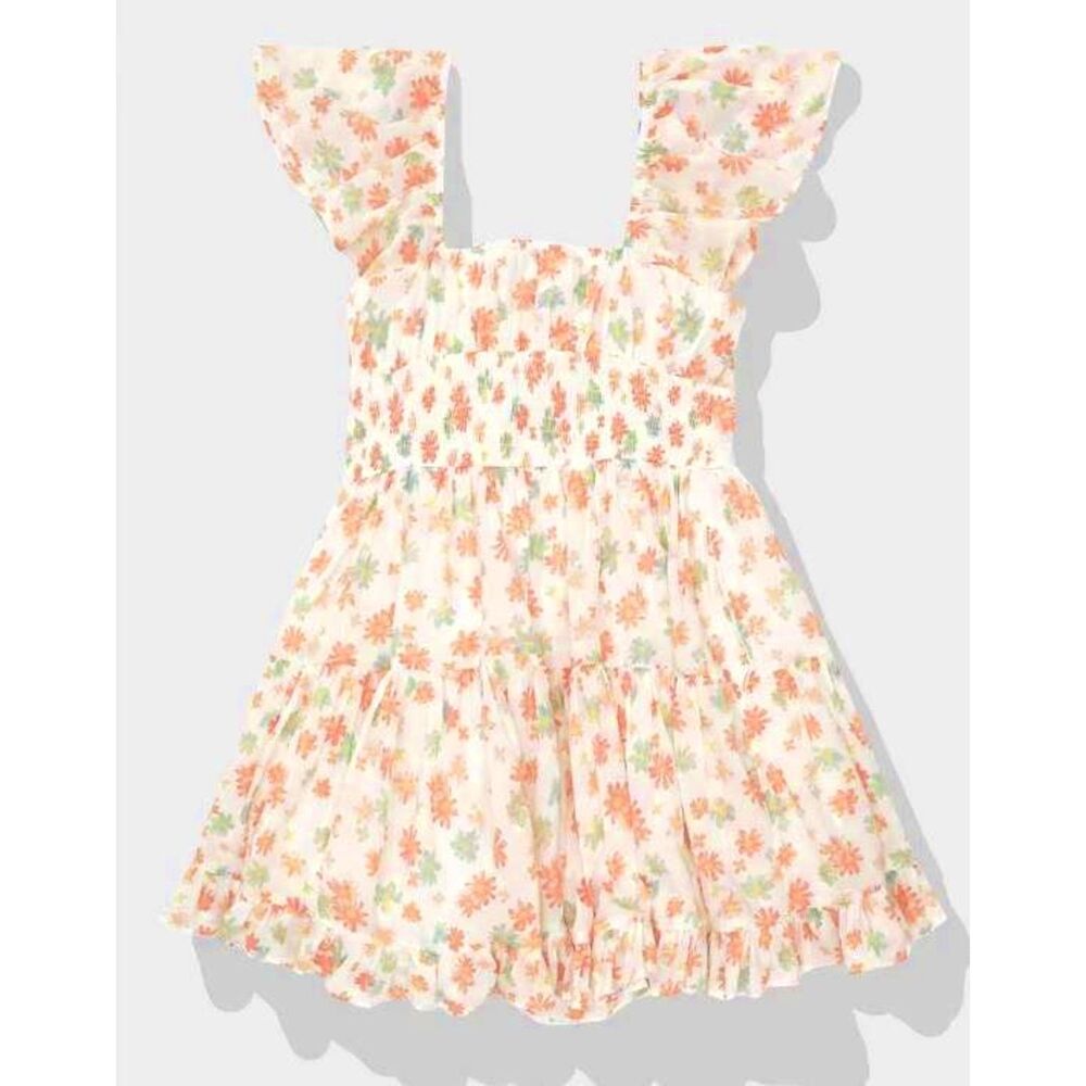 NEW American Eagle AE Dress M Flutter Sleeve Floral Babydoll Mini tiered peasant - Picture 8 of 8